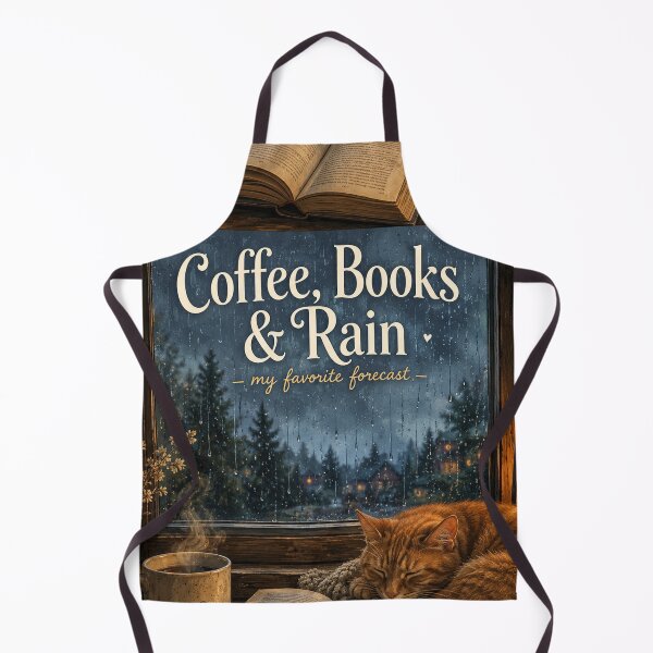 Item preview, Coffee Books & Rain, Cozy Rainy Day Cat Reading Aesthetic, Book Lover Gift, Cottagecore Window Illustration, Pluviophile Art designed and sold by TulipsArtDesigns .