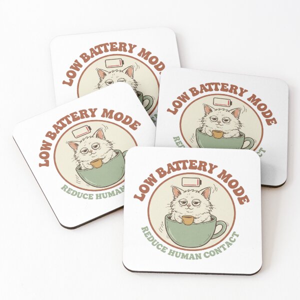 Item preview, Low Battery Mode Reduce Human Contact  Funny Introvert Antisocial Cat Gift designed and sold by CozyPanicStudio.