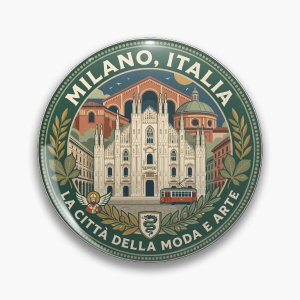 Item preview, Milan Italy Illustration Travel Art Badge designed and sold by KrisSidDesigns.