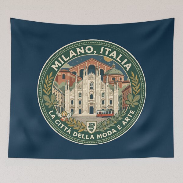 Item preview, Milan Italy Illustration Travel Art Badge designed and sold by KrisSidDesigns.