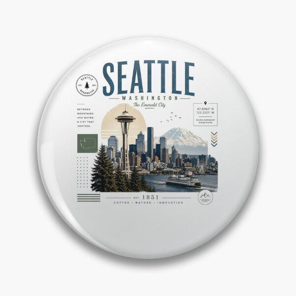 Item preview, Seattle Washington Vintage Travel Poster | Retro Skyline Graphic Design designed and sold by layalistoresa.
