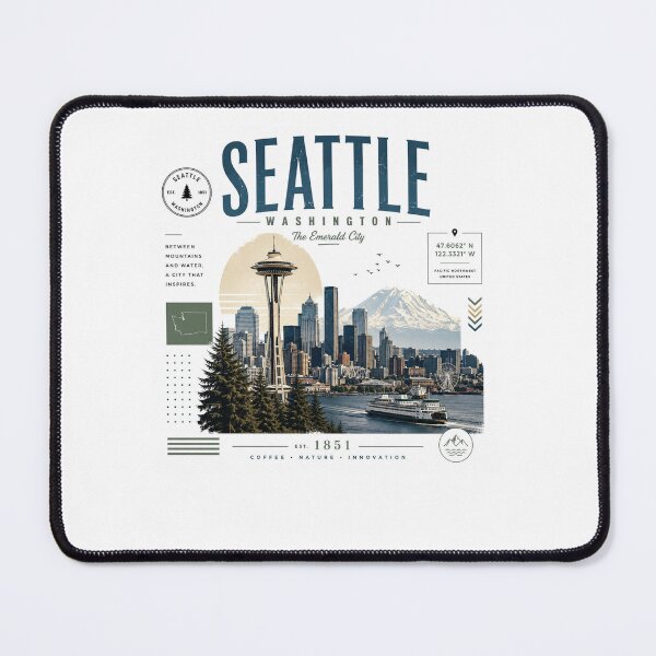 Item preview, Seattle Washington Vintage Travel Poster | Retro Skyline Graphic Design designed and sold by layalistoresa.