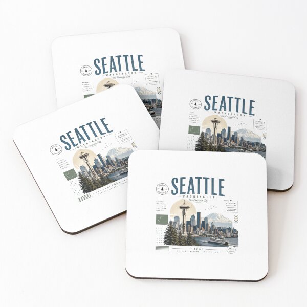 Item preview, Seattle Washington Vintage Travel Poster | Retro Skyline Graphic Design designed and sold by layalistoresa.