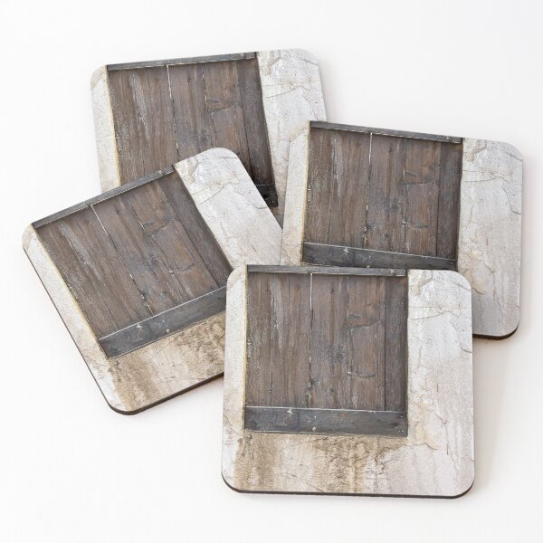 Item preview, Weathered Wooden Shutter On A Rustic Plastered Wall With Textured Stains And Aging Character designed and sold by Nmallia.
