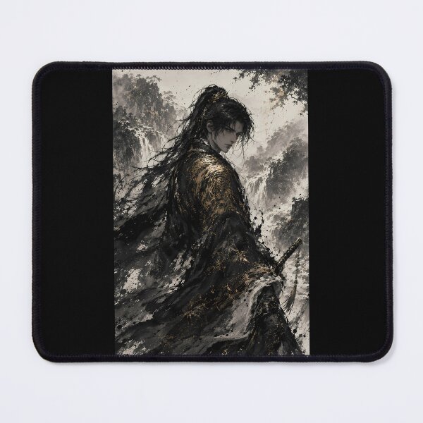 Item preview, Wuxia Swordsman in Mist | Chinese Ink Wash Art designed and sold by ManJiangHong.