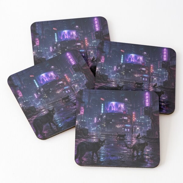 Item preview, Cyberpunk Neon Cat Street Scene designed and sold by Pioneer Spirit Market.