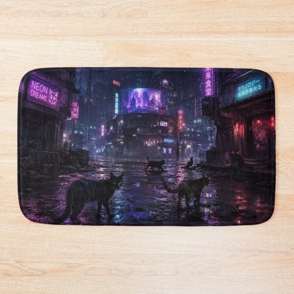 Item preview, Cyberpunk Neon Cat Street Scene designed and sold by Pioneer Spirit Market.