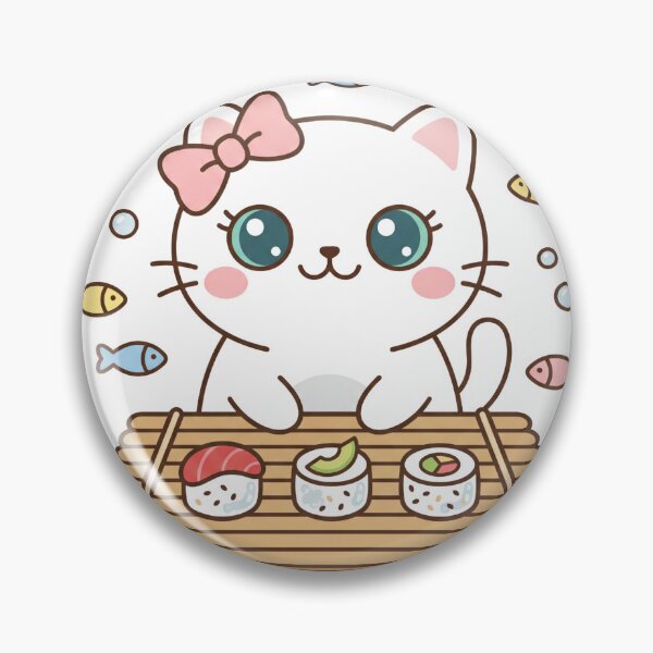 Item preview, Cute Kawaii Black Cat Making Assorted Sushi and Rolls on Bamboo Mat designed and sold by MoonlitDoodles1.