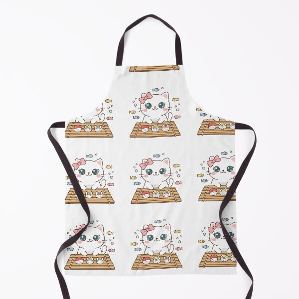 Item preview, Cute Kawaii Black Cat Making Assorted Sushi and Rolls on Bamboo Mat designed and sold by MoonlitDoodles1.