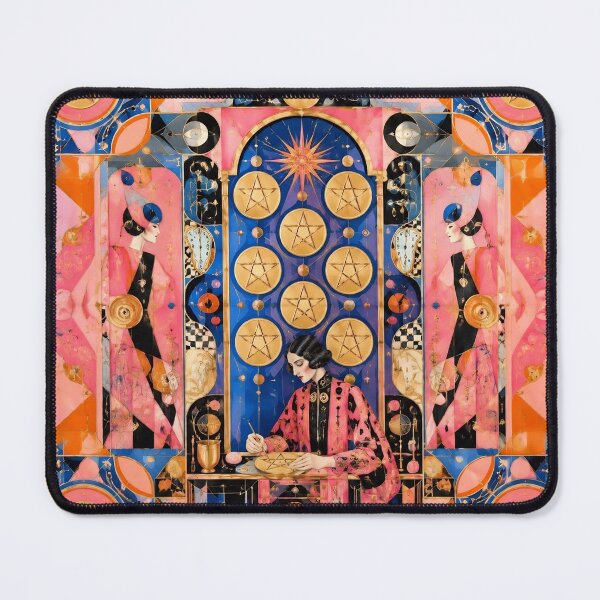 Item preview, Eight of Pentacles - The Celestial Craftswoman | Art Deco Tarot designed and sold by Natalia-Vlad.