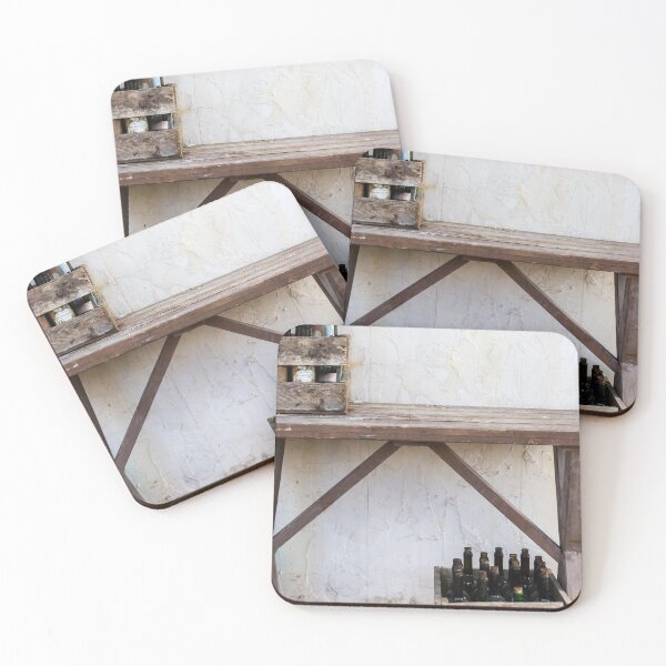 Item preview, Rustic Wooden Crates With Wine Bottles On Weathered Table Against Textured Plaster Wall designed and sold by Nmallia.