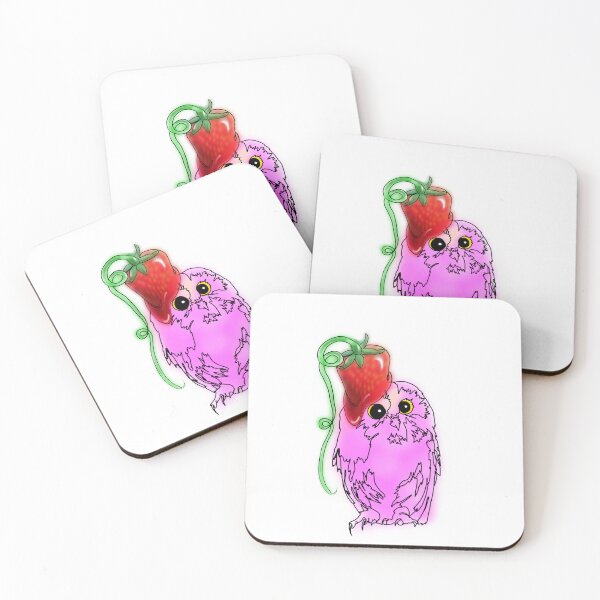 Item preview, Oscar the Owl Wearing strawberry hat – animalzinhats designed and sold by Ashley’sAnimalz.
