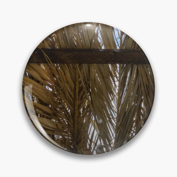Item preview, Dried Palm Thatch Roof With Wooden Beams Overhead Creating Rustic Tropical Shade Pattern designed and sold by Nmallia.