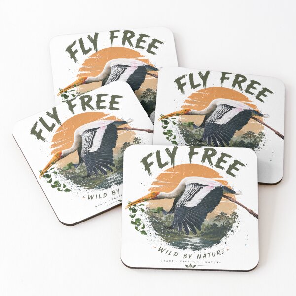Item preview, Fly Free Wild by Nature | Stork Bird Wildlife Vintage Sunset | Nature Lover Graphic Tee designed and sold by Vvmd.
