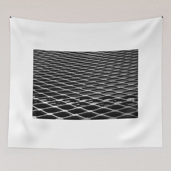 Item preview, Close-Up Of Industrial Metal Grate Pattern In Black And White With Repetitive Diamond Grid Texture designed and sold by Nmallia.