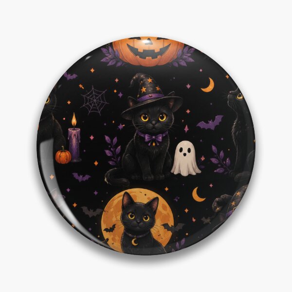 Item preview, Cute Black Halloween Cats Poster | Spooky Cat & Pumpkin Wall Art | Gothic Halloween Decor designed and sold by Cozy Art Studio.