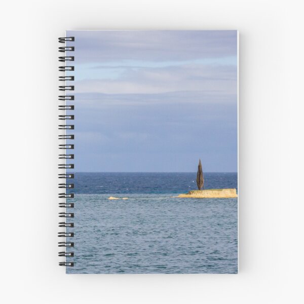 Item preview, Lone Umbrella On Small Rocky Islet In Calm Ocean Seascape Under Cloudy Sky designed and sold by Nmallia.