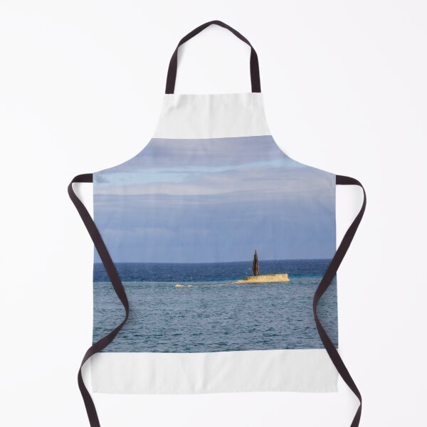 Item preview, Lone Umbrella On Small Rocky Islet In Calm Ocean Seascape Under Cloudy Sky designed and sold by Nmallia.