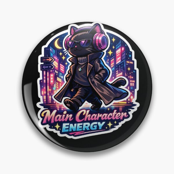 Item preview, Main Character Energy | Black Cat Neon Y2K Aesthetic Sticker designed and sold by FAZ-DESIGNS.