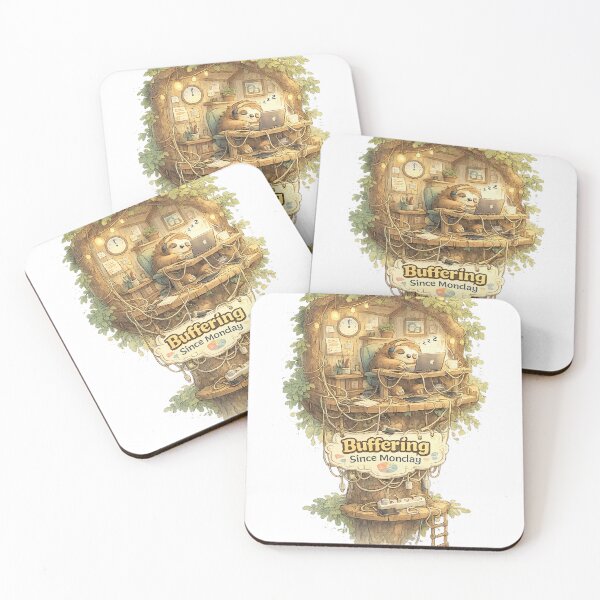 Item preview, Buffering Since Monday – Sleepy Sloth Treehouse Office Funny Work designed and sold by NarpLTD.