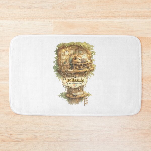 Item preview, Buffering Since Monday – Sleepy Sloth Treehouse Office Funny Work designed and sold by NarpLTD.