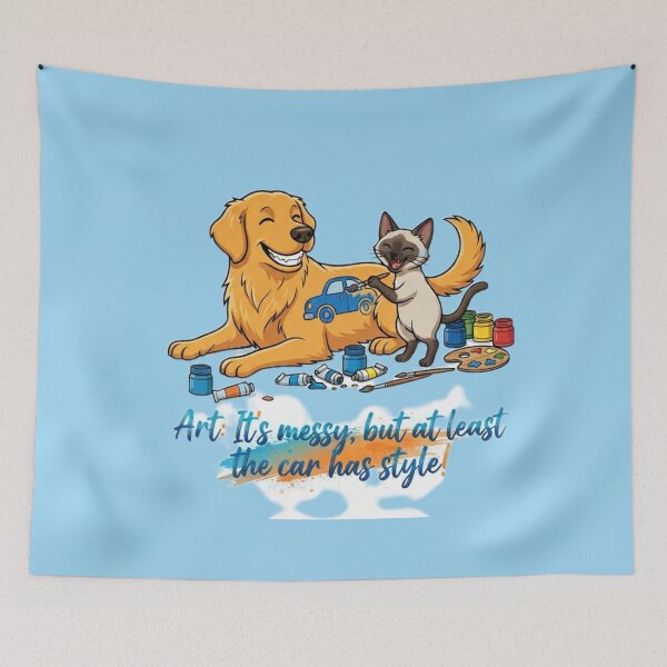Item preview, Funny Dog and Cat Artist Painting - Car Style Sarcastic Humor Art designed and sold by Fatomfatom.
