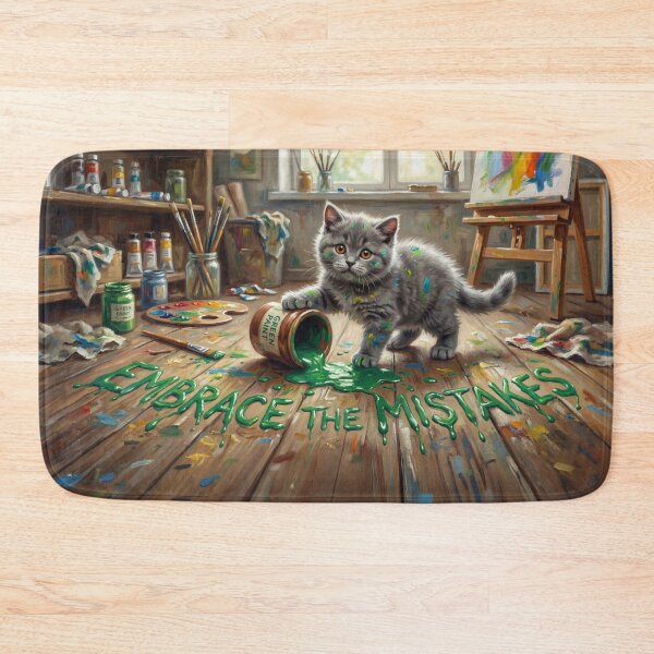 Item preview, Embrace The Mistakes Spilled Green Paint Kitten Art designed and sold by Englandbear.