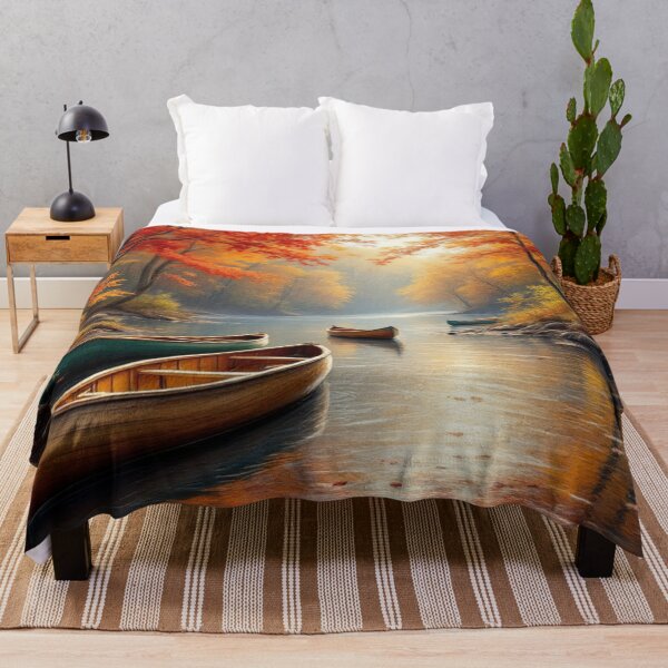 Artikelvorschau, Boote auf dem Fluss (Herbst) entworfen und verkauft von jefboutique6150.