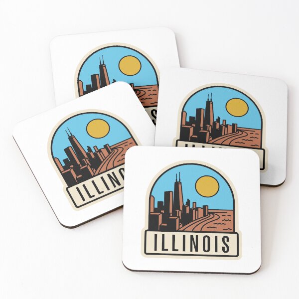 Item preview, Retro Illinois Chicago Skyline Flat Vector Travel designed and sold by Paper Drip.
