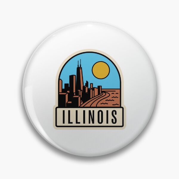 Item preview, Retro Illinois Chicago Skyline Flat Vector Travel designed and sold by Paper Drip.
