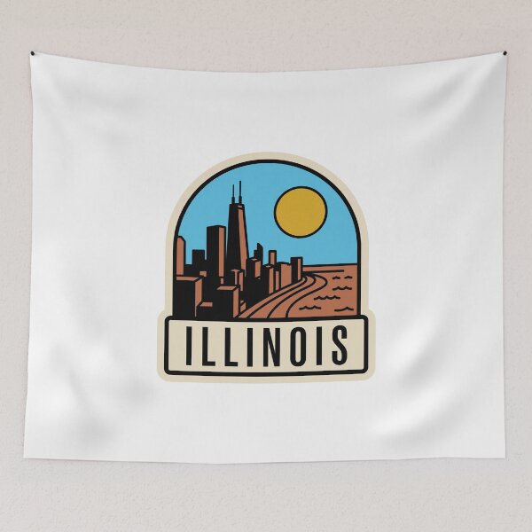 Item preview, Retro Illinois Chicago Skyline Flat Vector Travel designed and sold by Paper Drip.