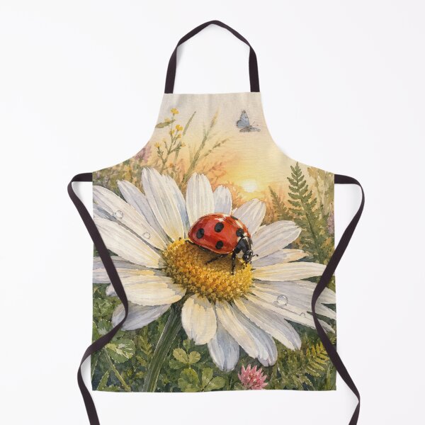 Item preview, Ladybug on Daisy Watercolor Art, Cottagecore Nature Illustration, Lucky Ladybug Floral Sticker, Botanical Garden Wall Art designed and sold by TulipsArtDesigns .
