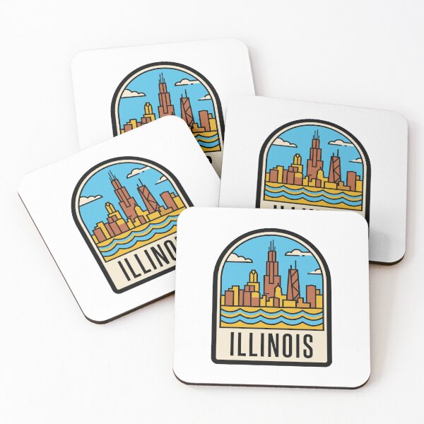 Item preview, Retro Illinois Chicago Skyline Flat Vector Travel designed and sold by Paper Drip.