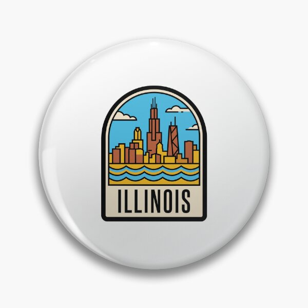 Item preview, Retro Illinois Chicago Skyline Flat Vector Travel designed and sold by Paper Drip.