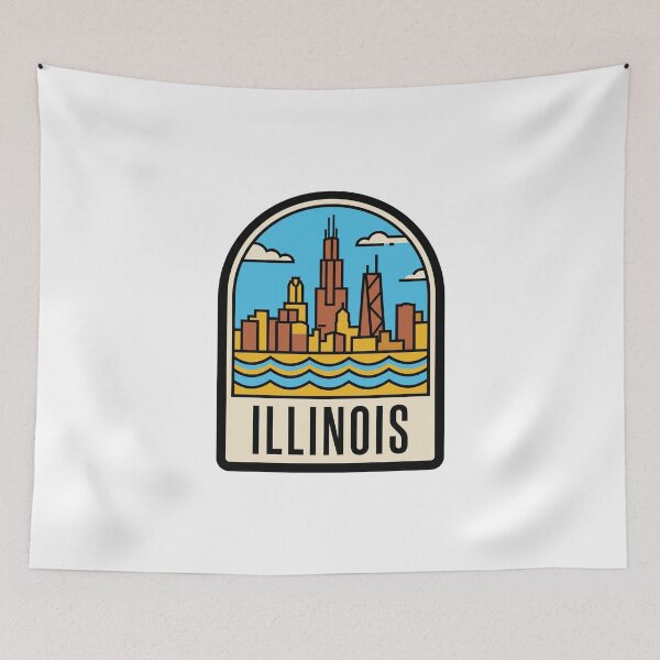 Item preview, Retro Illinois Chicago Skyline Flat Vector Travel designed and sold by Paper Drip.