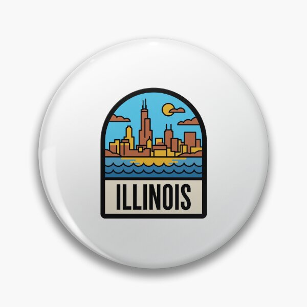 Item preview, Retro Illinois Chicago Skyline Flat Vector Travel designed and sold by Paper Drip.