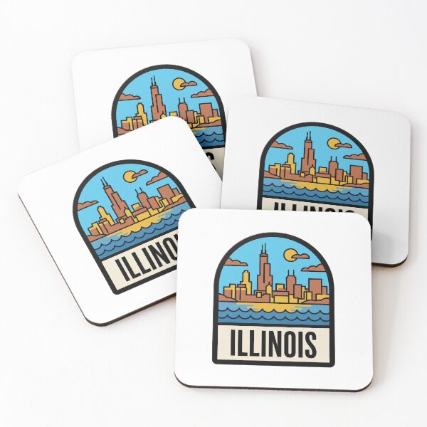 Item preview, Retro Illinois Chicago Skyline Flat Vector Travel designed and sold by Paper Drip.