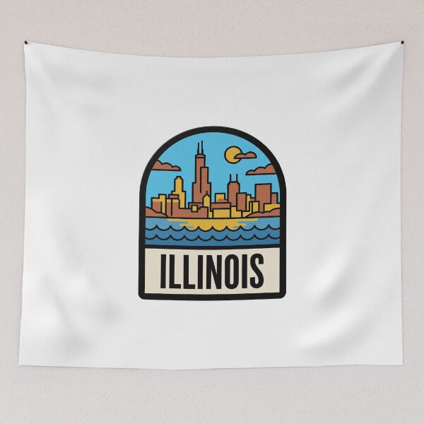 Item preview, Retro Illinois Chicago Skyline Flat Vector Travel designed and sold by Paper Drip.