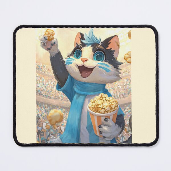 Item preview, Excited Cat Sports Fan with Popcorn designed and sold by Moody Vibes Studio.