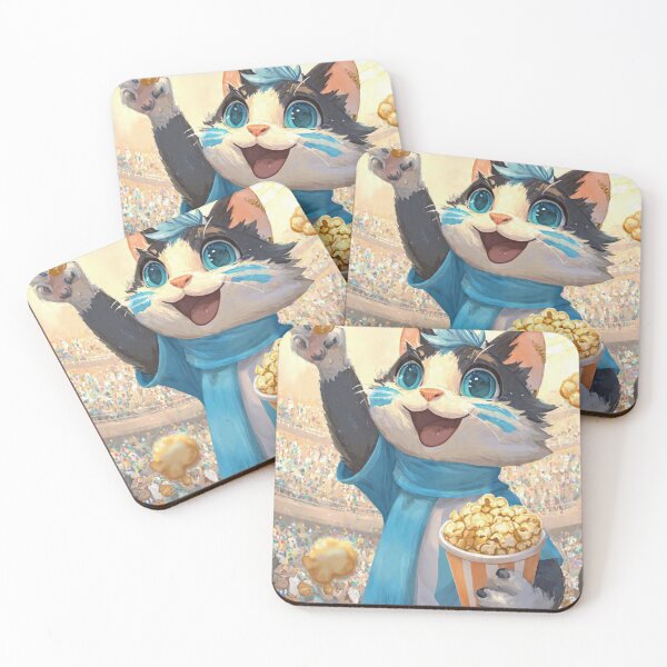 Item preview, Excited Cat Sports Fan with Popcorn designed and sold by Luna's World - Moody Vibes Studio.