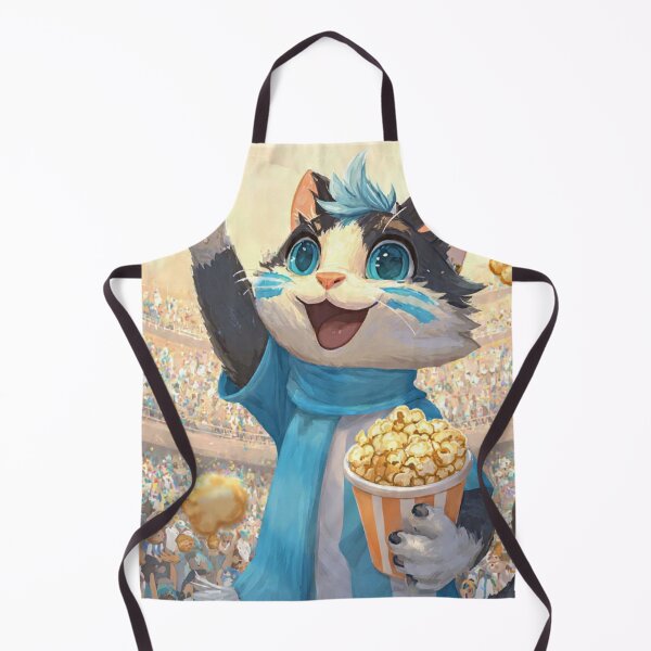 Item preview, Excited Cat Sports Fan with Popcorn designed and sold by Luna's World - Moody Vibes Studio.