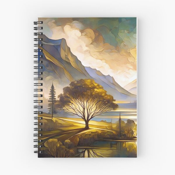 Item preview, Golden Mountain Reflection Art | Serene Alpine Landscape in Blue and Gold designed and sold by Patricia Johnston.