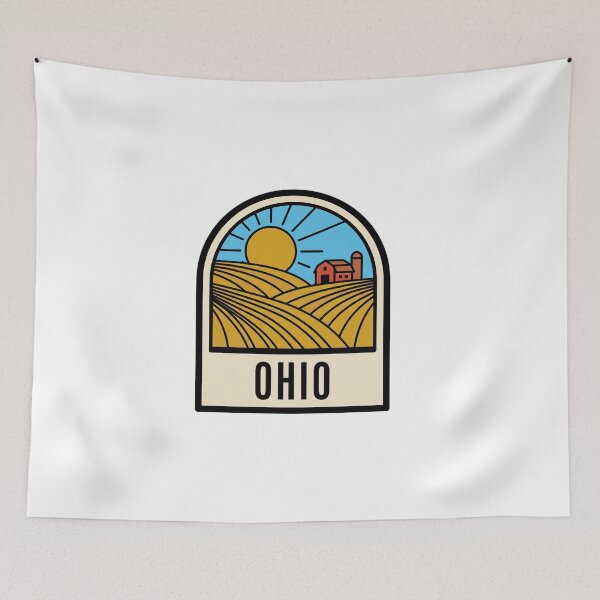 Item preview, Minimalist Ohio Countryside Farm Barn Retro Travel Badge designed and sold by Paper Drip.