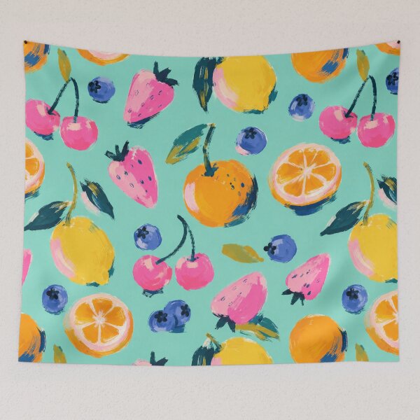 Item preview, Maximalist Fruit Pattern Mint Green Apartment designed and sold by bosamji.