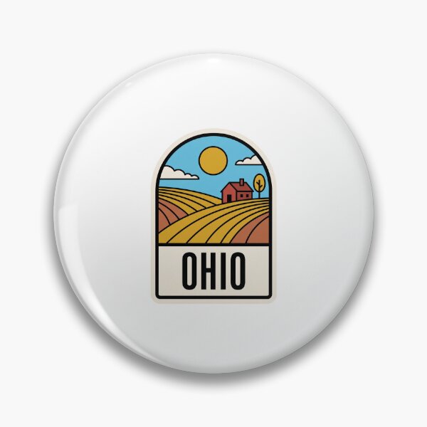 Item preview, Minimalist Ohio Countryside Farm Barn Retro Travel Badge designed and sold by Paper Drip.