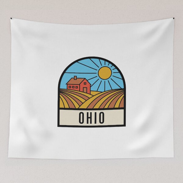 Item preview, Minimalist Ohio Countryside Farm Barn Retro Travel Badge designed and sold by Paper Drip.