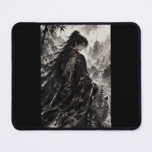 Item preview, Wuxia Warrior and White Tiger | Chinese Ink Wash Art designed and sold by ManJiangHong.