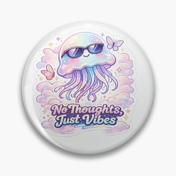 Item preview, No Thoughts, Just Vibes | Cute Pastel Jellyfish Vaporwave Sticker designed and sold by FAZ-DESIGNS.