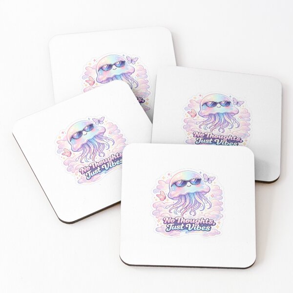 Item preview, No Thoughts, Just Vibes | Cute Pastel Jellyfish Vaporwave Sticker designed and sold by FAZ-DESIGNS.
