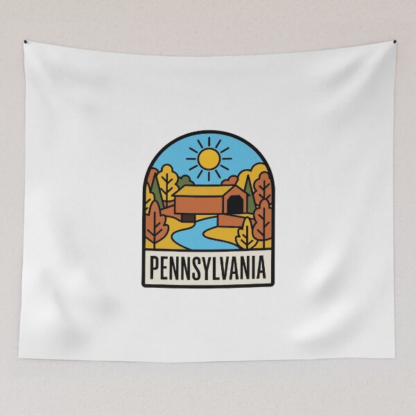 Item preview, Vintage Pennsylvania Covered Bridge Minimalist Retro designed and sold by Paper Drip.